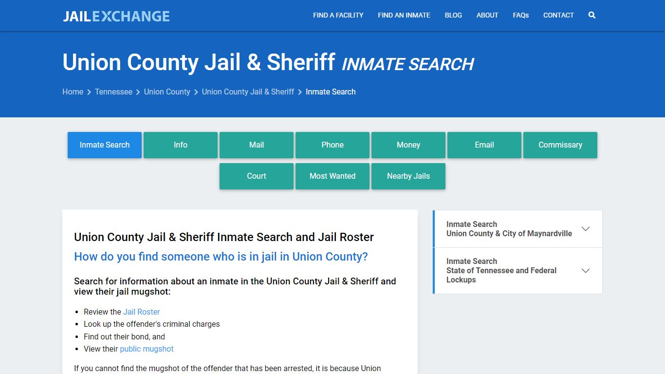 Union County Jail & Sheriff Inmate Search - Jail Exchange